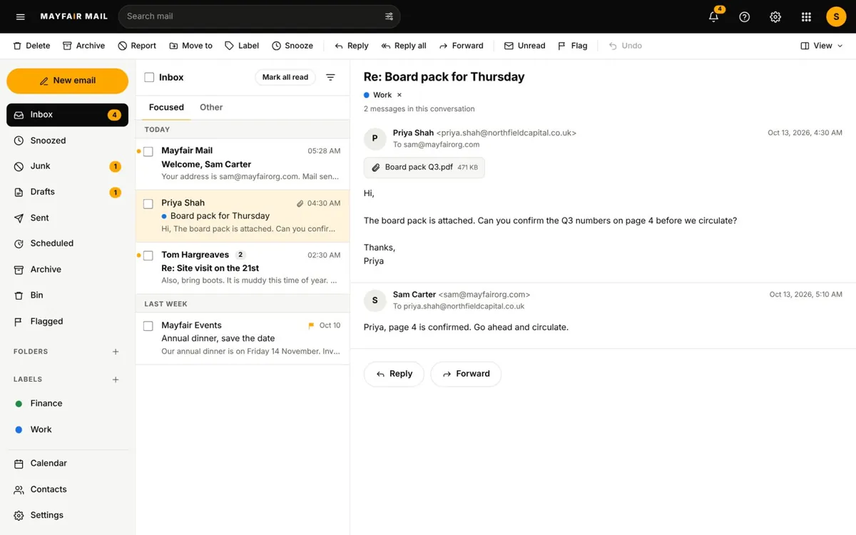 Mayfair Mail on a laptop screen